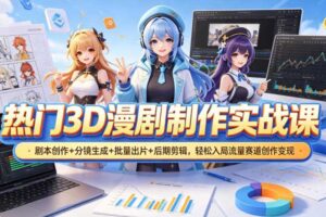 热门3D漫剧制作实战课，剧本创作+分镜生成+批量出片+后期剪辑，轻松入局流量赛道创作变现-麦资源网
