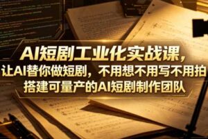 AI短剧工业化实战课，让AI替你做短剧，不用想不用写不用拍，搭建可量产的AI短剧制作团队-麦资源网