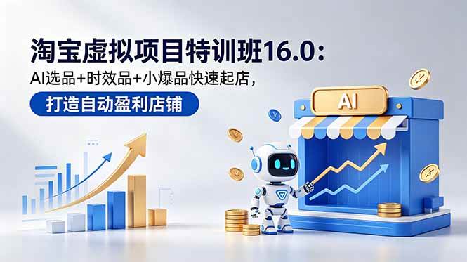 图片[1]-（18666期）淘宝虚拟项目特训班16.0：AI选品+时效品+小爆品快速起店，打造自动盈利店铺