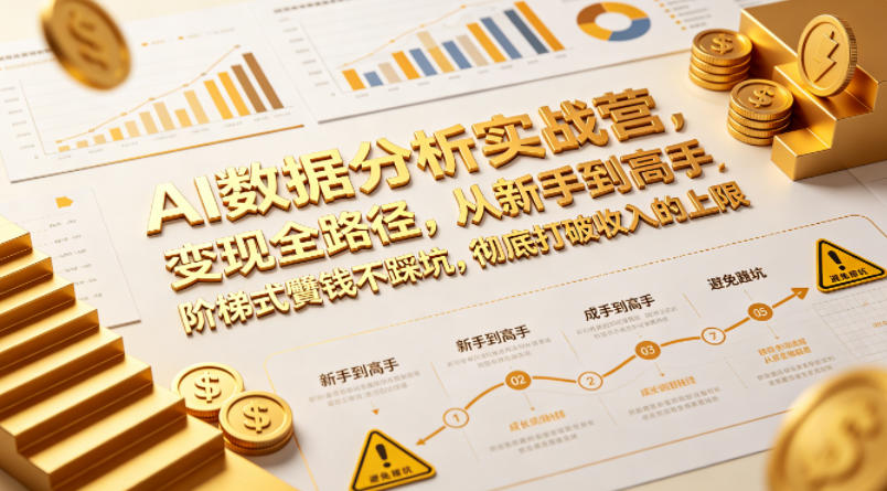 AI数据分析实战营，变现全路径，从新手到高手，阶梯式賺钱不踩坑，*打破收入的上限
