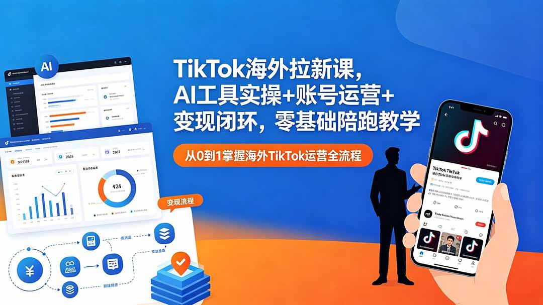 图片[1]-（18522期）TikTok海外拉新课，AI工具实操+账号运营+变现闭环，零基础陪跑教学
