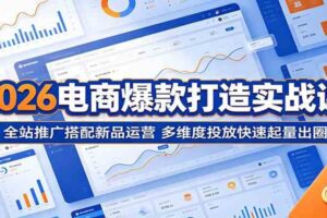 2026电商爆款打造实战课：全站推广搭配新品运营，多维度投放快速起量出圈-麦资源网