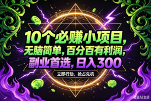 （18647期）10个必赚米的小项目，百分百赚米，无脑简单，副业首选，日入210+-麦资源网
