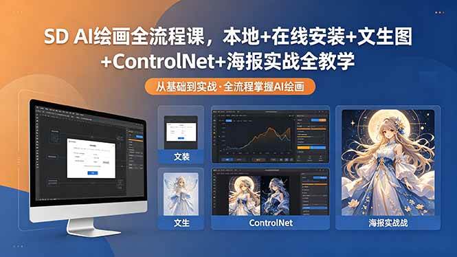 图片[1]-（18453期）SD AI绘画全流程课，本地+在线安装+文生图+ControlNet+海报实战全教学