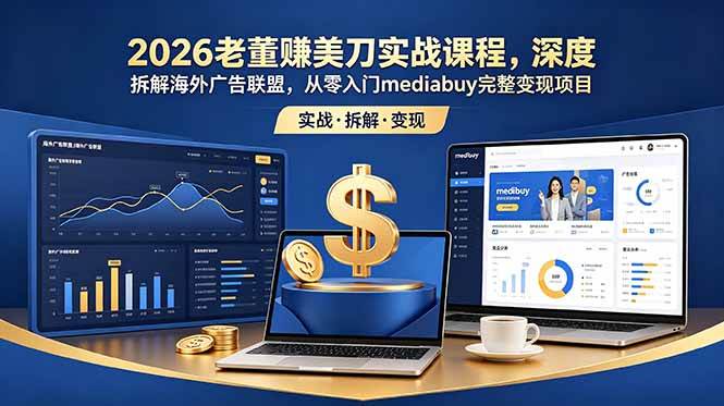 图片[1]-（18935期）2026老董赚美刀实战课程，深度拆解海外广告联盟，从零入门mediabuy完整变现项目