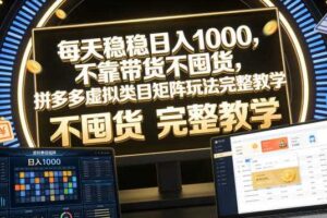 每天稳稳日入1000,不靠带货不囤货,拼多多虚拟类目矩阵玩法完整教学【揭秘】-麦资源网