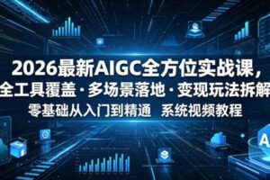2026最新AIGC全方位实战课，全工具覆盖・多场景落地・变现玩法拆解，零基础从入门到精通系统视频教程-麦资源网