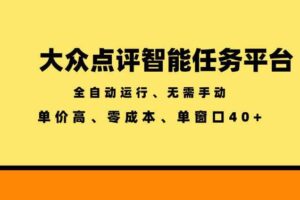 大众点评智能任务平台，全自动运行、无需手动，单价高、零成本、单窗口40+【揭秘】-麦资源网