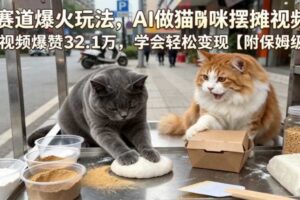 宠物赛道爆火玩法，AI做猫咪摆摊视频，单条视频爆赞32.1万，学会轻松变现【附保姆级教学】-麦资源网