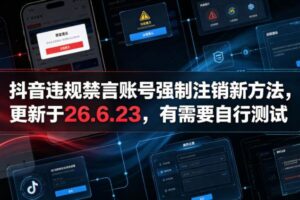 （19015期）抖音违规禁言账号强制注销新方法，更新于26.6.23，有需要自行测试-麦资源网