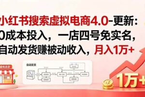 (18820期)小红书搜索虚拟电商4.0-更新:0成本投入,一店四号免实名,自动发货赚被动收入,月入1万+-麦资源网