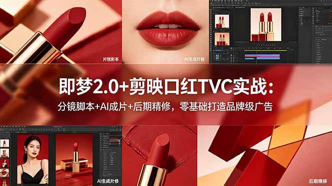 图片[1]-（18729期）即梦2.0+剪映口红TVC实战：分镜脚本+AI成片+后期精修，零基础打造品牌级广告