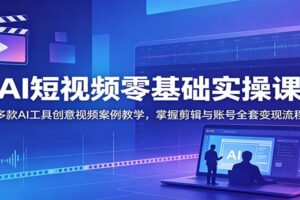 AI短视频零基础实操课：多款AI工具创意视频案例教学，掌握剪辑与账号全套变现流程-麦资源网
