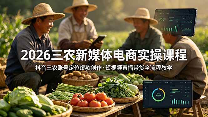 图片[1]-（18991期）2026三农新媒体电商实操课程：抖音三农账号定位爆款创作，短视频直播带货全流程教学