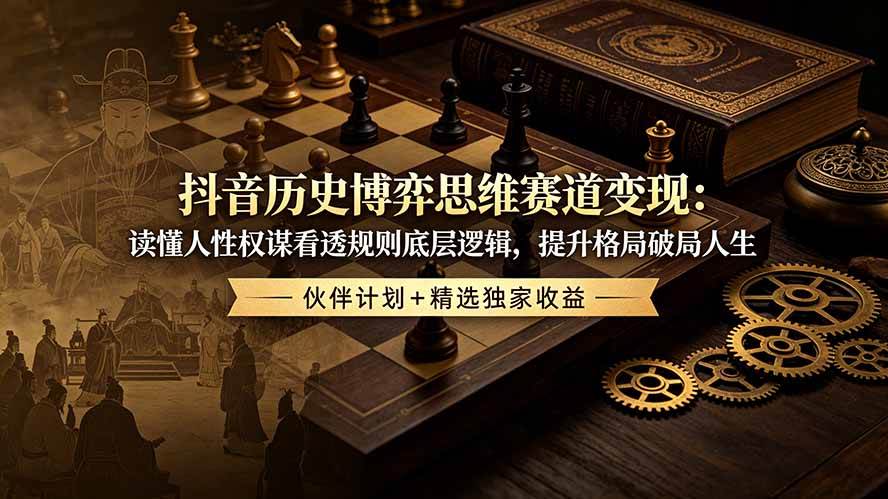 图片[1]-（19116期）抖音历史博弈思维赛道变现：读懂人性权谋看透规则底层逻辑，提升格局破局人生，伙伴计划+精选独家收益
