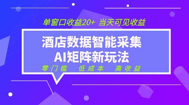 图片[1]-（19041期）2026酒店数据采集ai智能矩阵新风口  低成本   高收益   当天见收益   单窗口20+