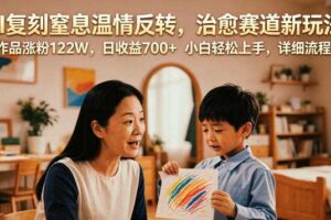 AI复刻窒息温情反转，治愈赛道新玩法，9条作品涨粉122W，日收益700+ 小白轻松上手，详细流程拆解-麦资源网