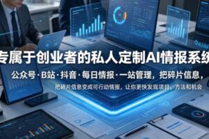 专属于创业者的私人定制AI情报系统,公众号·B站·抖音·每日情报·一站管理,把碎片信息变成可行动情报,让你更快发现项目、方法和机会-麦资源网