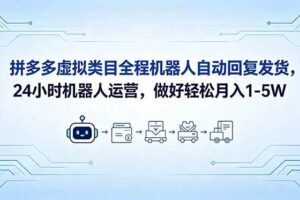(18715期)拼多多虚拟类目全程机器人自动回复发货,24 小时机器人运营,做好轻松月入 1-5W-麦资源网
