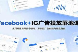 Facebook+IG广告投放落地课：主页搭建日常养号技巧，多类型广告创建与询盘复盘-麦资源网