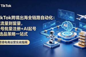 (18907期)TikTok跨境出海全链路自动化:从流量到留量,账号批量注册+AI起号+选品策略一站式-麦资源网