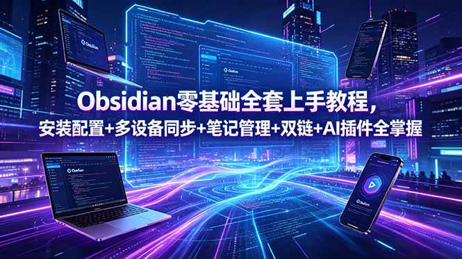 图片[1]-（18797期）Obsidian零基础全套上手教程，安装配置+多设备同步+笔记管理+双链+AI插件全掌握