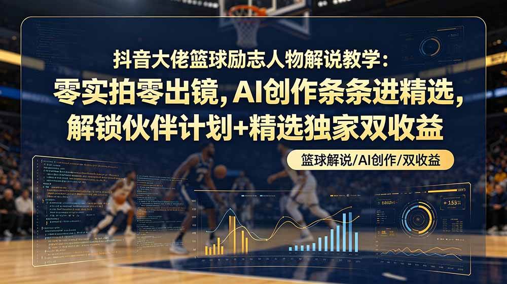 图片[1]-（19047期）抖音大佬篮球励志人物解说教学：零实拍零出镜，AI创作条条进精选，解锁伙伴计划+精选独家双收益