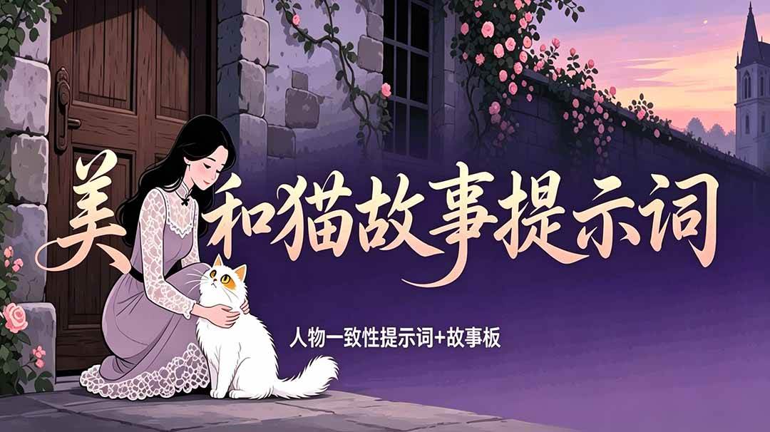 图片[1]-（18909期）美女和猫故事提示词，人物一致性提示词+故事板