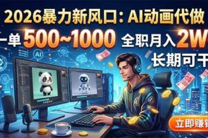 （18993期）2026暴力新风口：AI动画代做，一单500~1000，全职月入2W+，长期可干-麦资源网