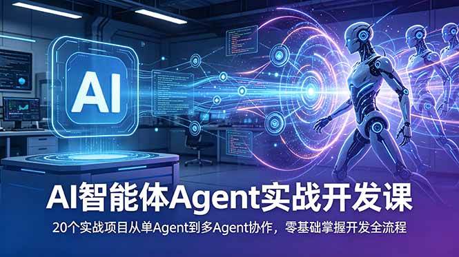 图片[1]-（18983期）AI智能体Agent实战开发课：20个实战项目从单Agent到多Agent协作，零基础掌握开发全流程