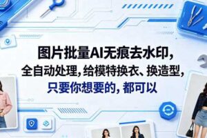 图片批量AI无痕去水印，全自动处理，给模特换衣、换造型，只要你想要的，都可以(软件+视频教程)-麦资源网