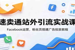 速卖通站外引流实战课：Facebook运营，粉丝页搭建广告投放教程-麦资源网