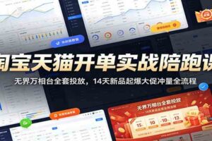 淘宝天猫开单实战陪跑课：无界万相台全套投放，14天新品起爆大促冲量全流程-麦资源网