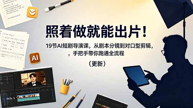 图片[1]-（18694期）照着做就能出片！19节AI短剧导演课，从剧本分镜到对口型剪辑，手把手带你跑通全流程（更新）