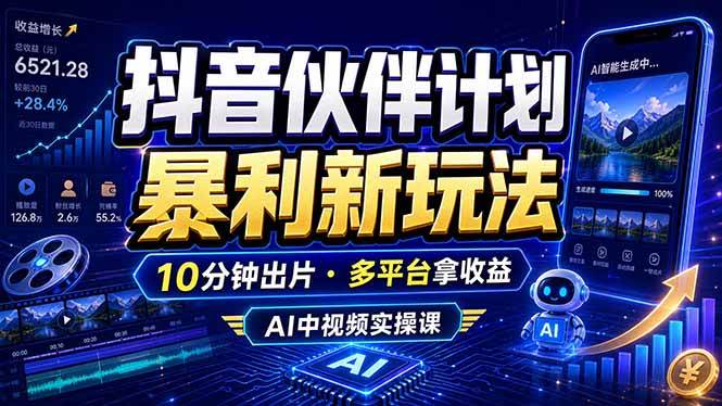 图片[1]-（18869期）抖音伙伴计划最新玩法，无需配音剪辑，10分钟出一条原创视频，轻松日入三位数