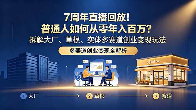 图片[1]-（18894期）7周年直播回放！普通人如何从零年入百万？拆解大厂、草根、实体多赛道创业变现玩法