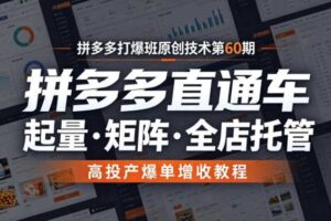 拼多多打爆班原创技术第60期,拼多多直通车,起量・矩阵・全店托管,高投产爆单增收教程-麦资源网