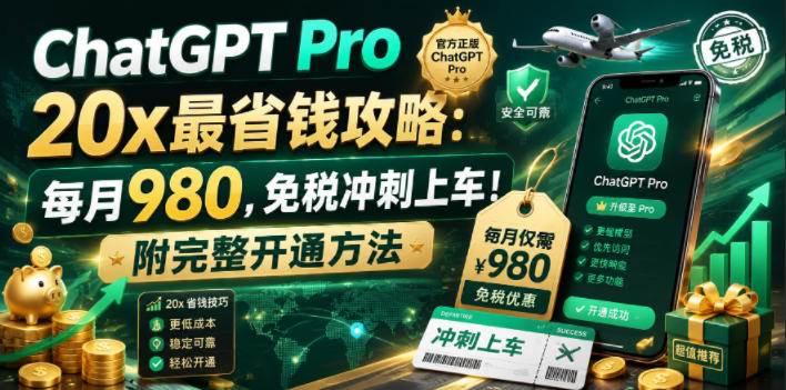 图片[1]-（18790期）ChatGPT Pro 20x 最省钱攻略：每月980，免税冲刺上车！附完整开通方法