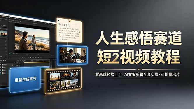 图片[1]-（19115期）人生感悟赛道短视频教程，零基础轻松上手，AI文案剪辑全套实操可批量出片