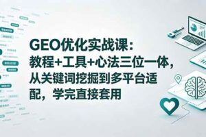 （18717期）GEO优化实战课：教程+工具+心法三位一体，从关键词挖掘到多平台适配，学完直接套用-麦资源网