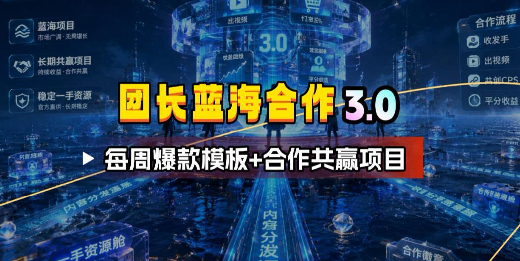 团长蓝海合作3.0，每周*模板+合作共赢项目
