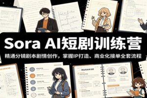Sora AI短剧训练营：精通分镜剧本剧情创作，掌握IP打造、商业化接单全套流程-麦资源网