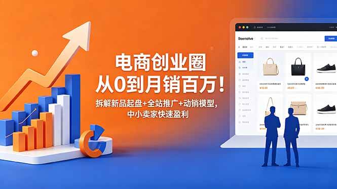 图片[1]-（18831期）电商创业圈从0到月销百万！拆解新品起盘+全站推广+动销模型，中小卖家快速盈利