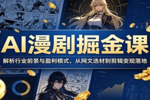 AI漫剧掘金课：解析行业前景与盈利模式，从网文选材到剪辑变现落地-麦资源网