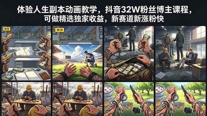 图片[1]-（18826期）体验人生副本动画教学， 抖音32W粉丝博主课程，可做精选独家收益，新赛道新涨粉快