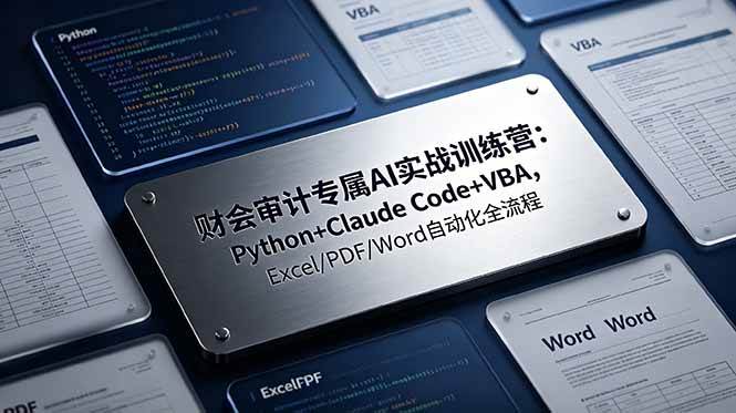 图片[1]-（19028期）财会审计专属 AI实战训练营：Python+Claude Code+VBA，Excel/PDF/Word自动化全流程
