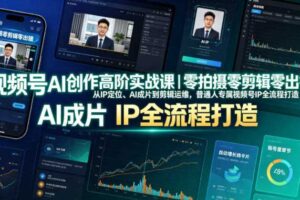 视频号AI创作高阶实战课｜零拍摄零剪辑零出镜，从IP定位、AI成片到剪辑运维，普通人专属视频号IP全流程打造-麦资源网