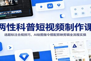 两性科普短视频制作课：选题标注合规技巧，AI绘图指令搭配剪映剪辑全流程实操-麦资源网
