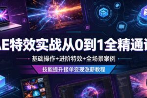 AE特效实战从0到1全精通课,基础操作+进阶特效+全场景案例,技能提升接单变现涨薪教程-麦资源网