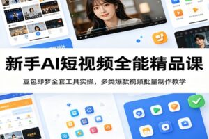 新手AI短视频全能精品课:豆包即梦全套工具实操,多类爆款视频批量制作教学-麦资源网